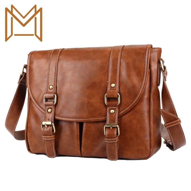 

Pu Skin Man Single Shoulder Package Leisure Time Concise All-match Satchel Trend Computer Package