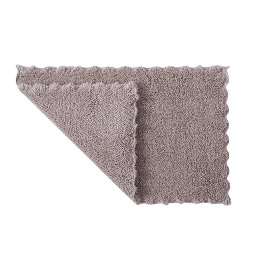 5pcs Dish Cloth Double-sided Strong Absorbent Dish Cleaning Coffee/Grey/Pink/White Towels Kitchen