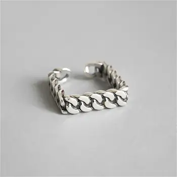 

925 Sterling Silver Rings For Women Geometric Creativity Square Femme Fashion Fine Jewelry Simple Open Ring Vintage 925-953