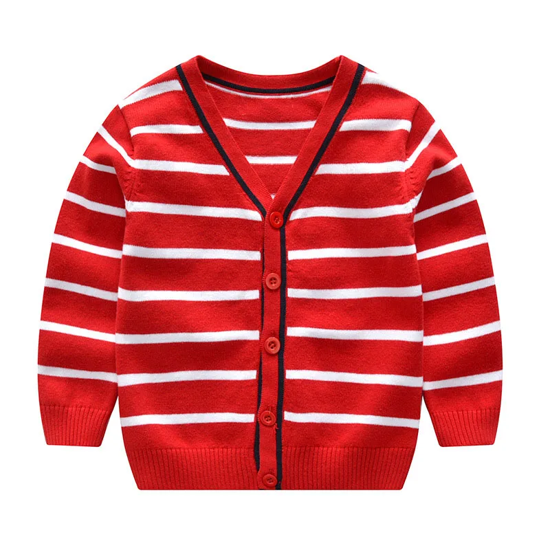Stripe Baby Boys Sweater Knitted V Neck Infant Cardigan Button Up Outfit Autumn Warm Infant