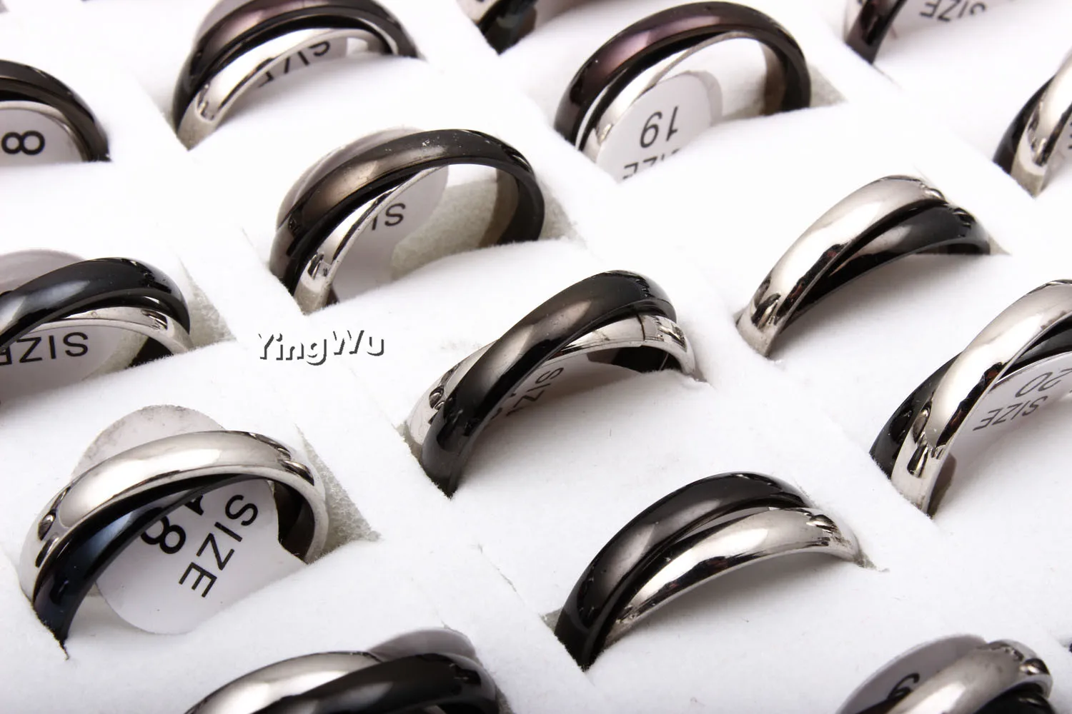Yingwu 5pcs Lot Double Band Rolling Ring 316l Stainless Steel 2 Bands Trinity Interlocked Wedding Rings Wholesale | Украшения и