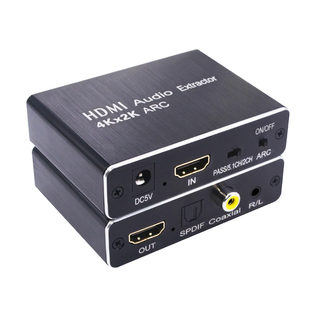 ARC HDMI аудио экстрактор пропуск 2/5. 1 каналов 4K x 2K HDMI аудио экстрактор сплиттер HDMI к аудио экстрактор оптический TOSLINK SPDIF