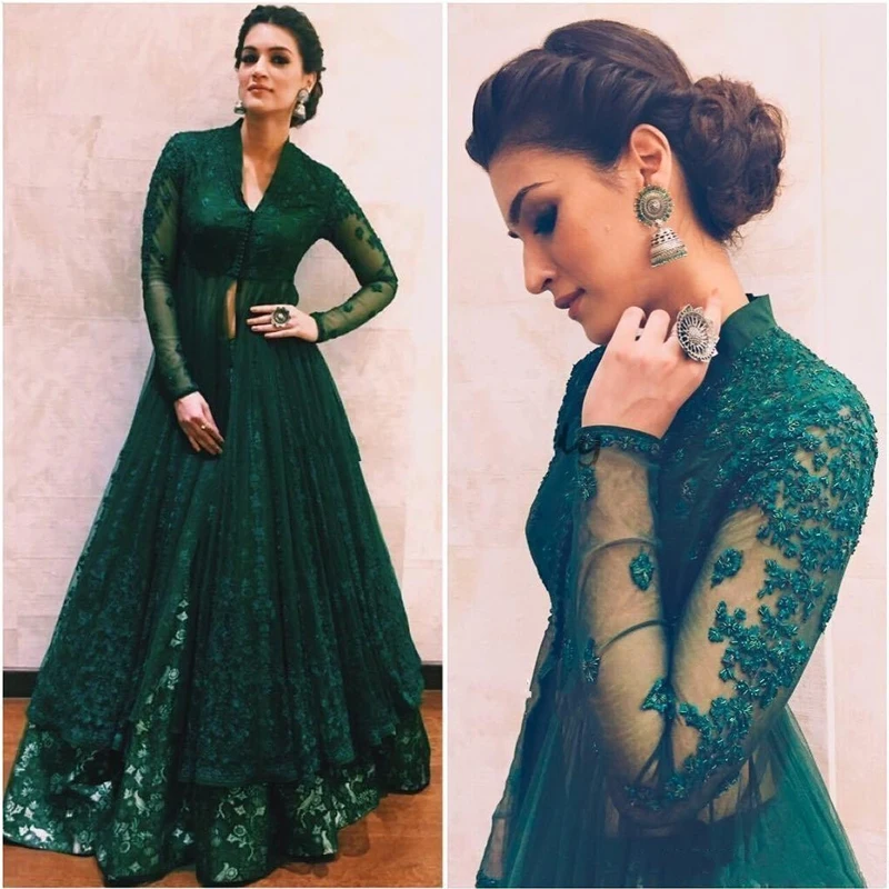same as pic Винтажное Зеленое Длинное платье для выпускного бала Vestidos, элегантный комплект из двух предметов, вечерние платья, свободные кружевные аппликации Формальные платья для вечеринок - Цвет: same as pic
