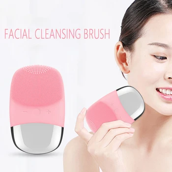 

Electric Facial Cleansing Brush Mini Silicone Facial Cleansing Brush Massage Cleaner Deep Face Washer Waterproof Skin CareTools