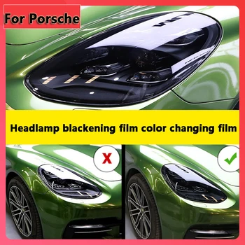 

Newest Front Headlamp Car Styling Sticker For Porsche Macan Cayenne 911 Headlamps TPU Smoked Black Headlights Protector Film