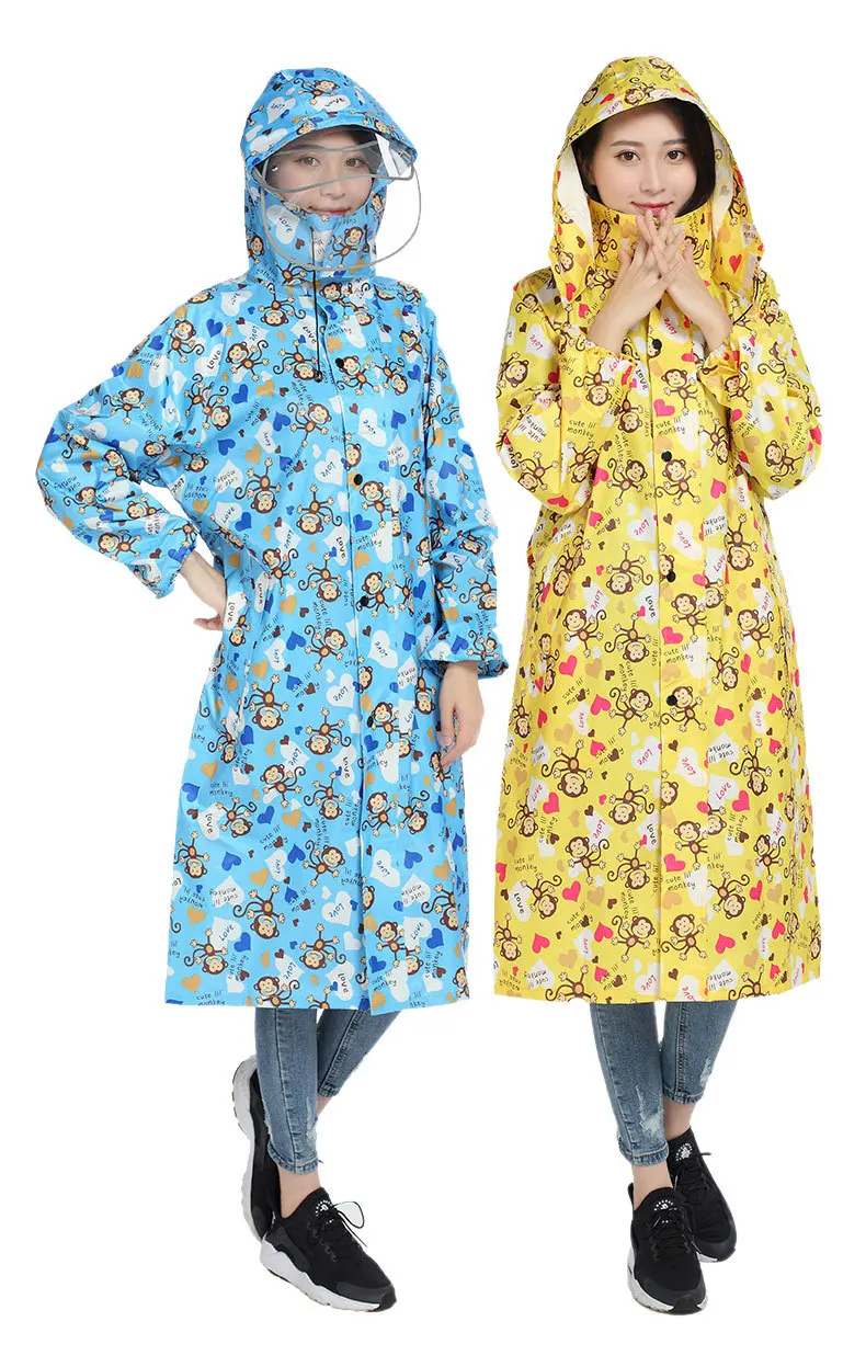 Thickened Riding Ladies Raincoat Hiking Poncho Cartoon Raincoat for Men and Women Hooded Womens Raincoat