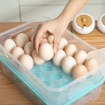 

Household Egg Storage Box Stackable Portable Food Keep Fresh Case For Refrigerator For Home Kitchen Egg Storage Organizer Boxes