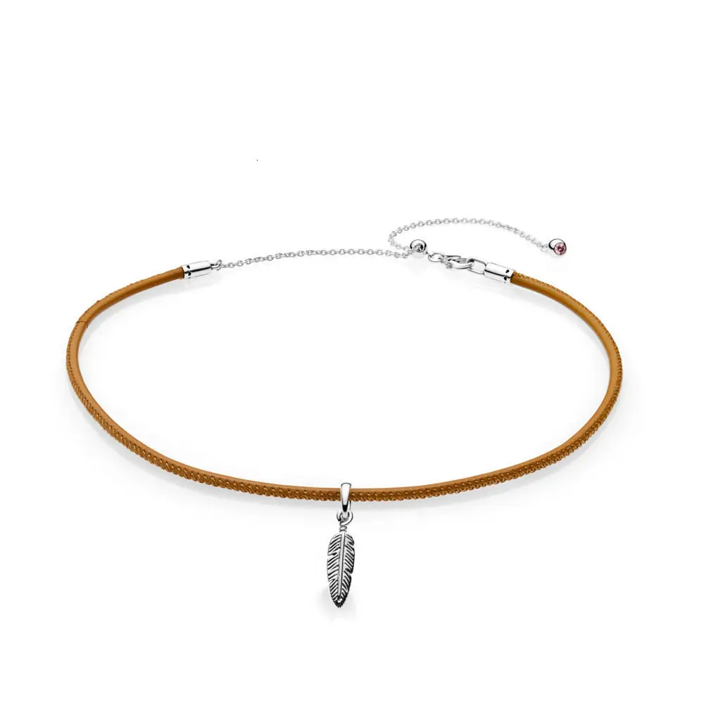 New black and Gold Silver Leather Necklace 925 French band pen necklace as a gift for women's jewelry - Окраска металла: 2