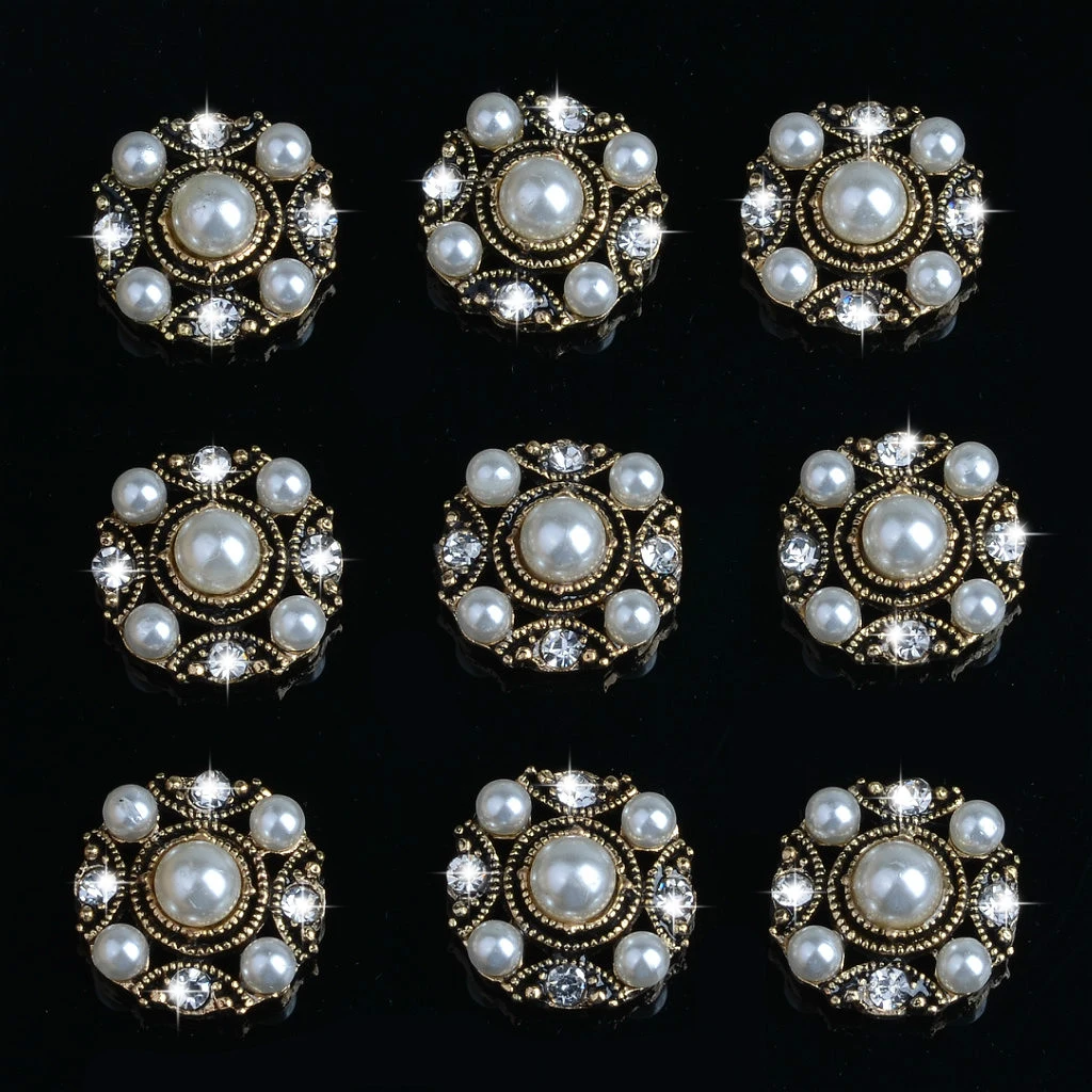 10pcs 18mm Alloy Round Embellishment Craft Buttons for Jewelry Making Gold