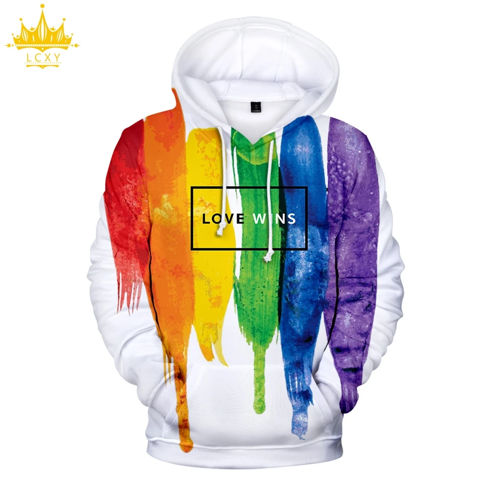 3D LGBT женские толстовки с капюшоном 2019 Kpop Off многоцветный белый сам зимний свитер
