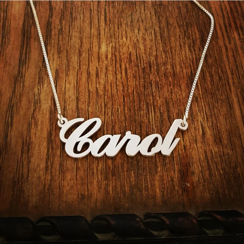 

Personalized Custom Name Necklace Stainless Steel Box Chain Gold Jewelry Best Friend Gift For Women Men Handmade Name Necklace