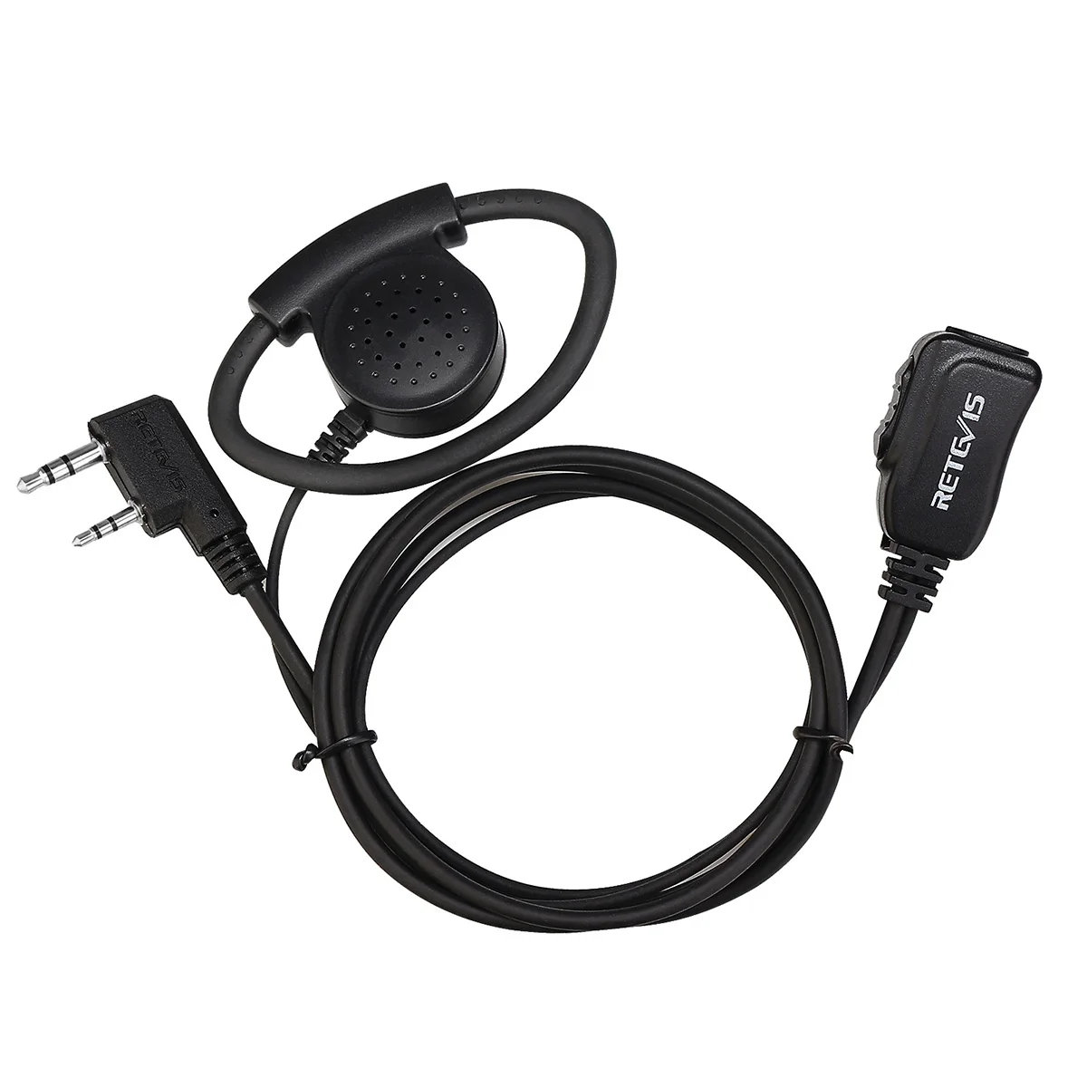 EEK012 Earpiece Adjustable D-shape Walkie Talkie 2Pin Ear Hook with PTT Mic for