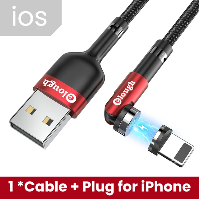 Elough 540 Rotate Magnetic Cable Fast Charging Magnet Charger Micro USB C Type C Cable For iPhone Xiaomi Mobile Phone Wire Cord Red iOS Cable