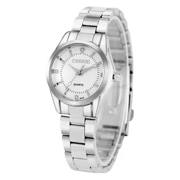 

Classic Clock Diamond Round Dial Watch for Women Practical Stainless Steel Safety Strap Watches Ladies Silver часы женские