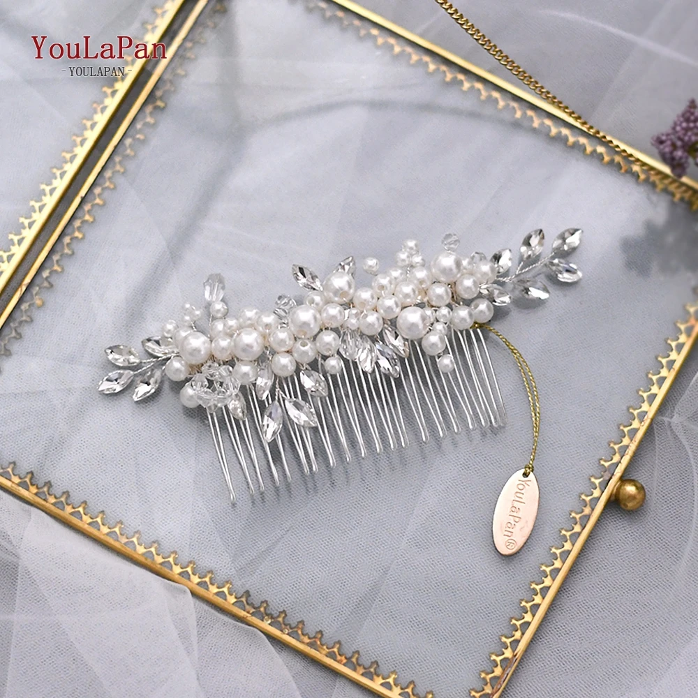 YouLaPan HP13 Silver Bridal Headwear Luxury Crystal Wedding Hairpins Hair Comb Elegant Imitation Pearl Hair Comb Clip hair accessories bridal hair accessories