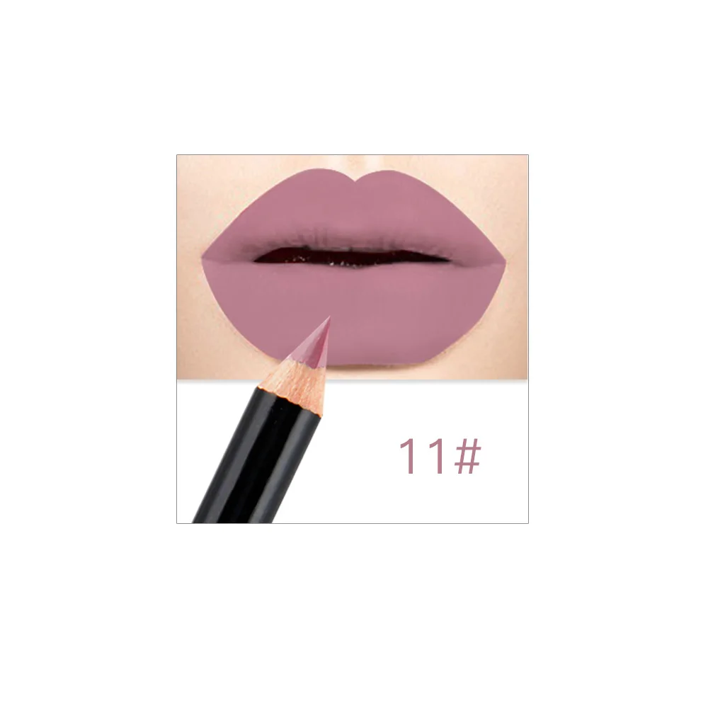 12 Colors Hot Matte Lip Liner lipstick Pen Long Lasting Lipliner Pigments Waterproof no blooming Smooth Makeup карандаш для губ - Цвет: 10