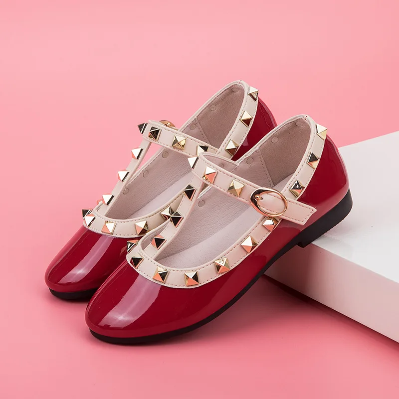 

High Quality Children Girls Rivets Single Shoes Kids Leather Shoes Girls Shoes sandals Hot Children Princess Flat Shoes