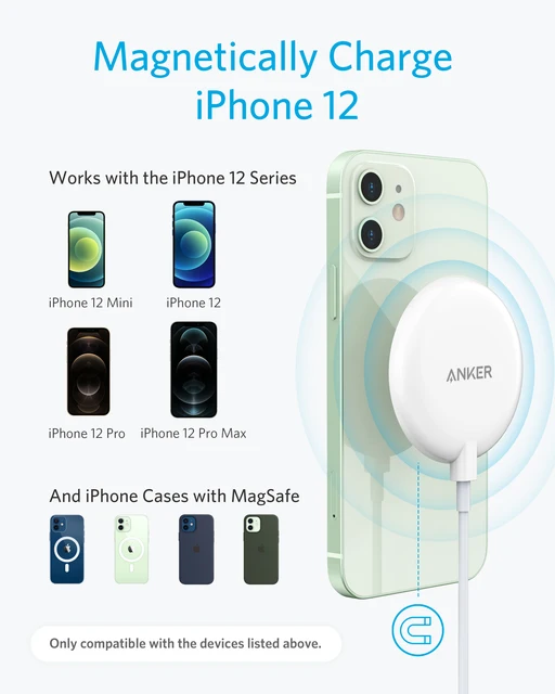 Anker 313 Magnetic Wireless Chargers 5 ft Built-in USB-C Cable PowerWave Magnetic Pad Lite Magsafe for iPhone 14/13/12 Series - Hình ảnh 5