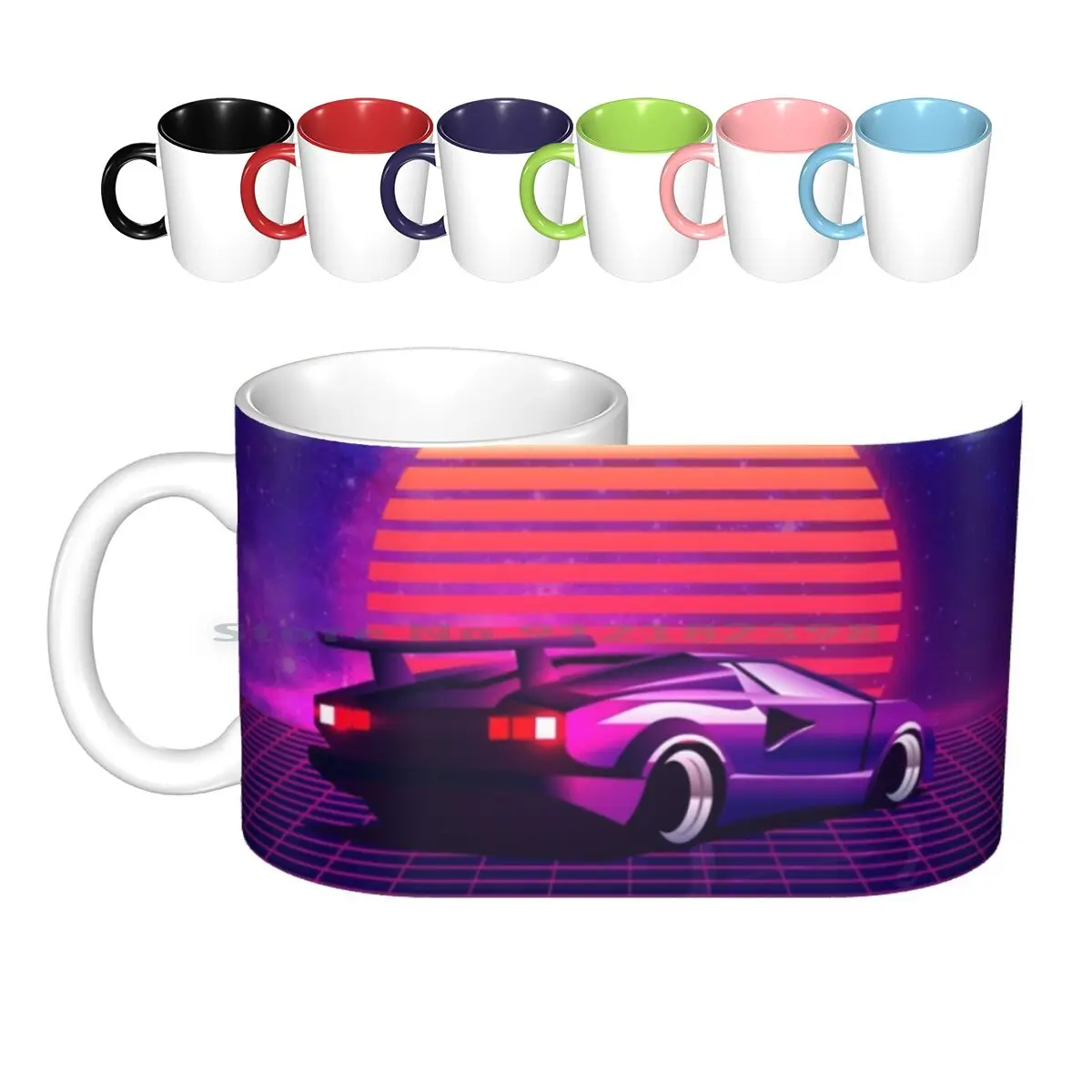 Неоновые керамические кружки в стиле ретро с Ламбо 80-х годов кофейные чашки