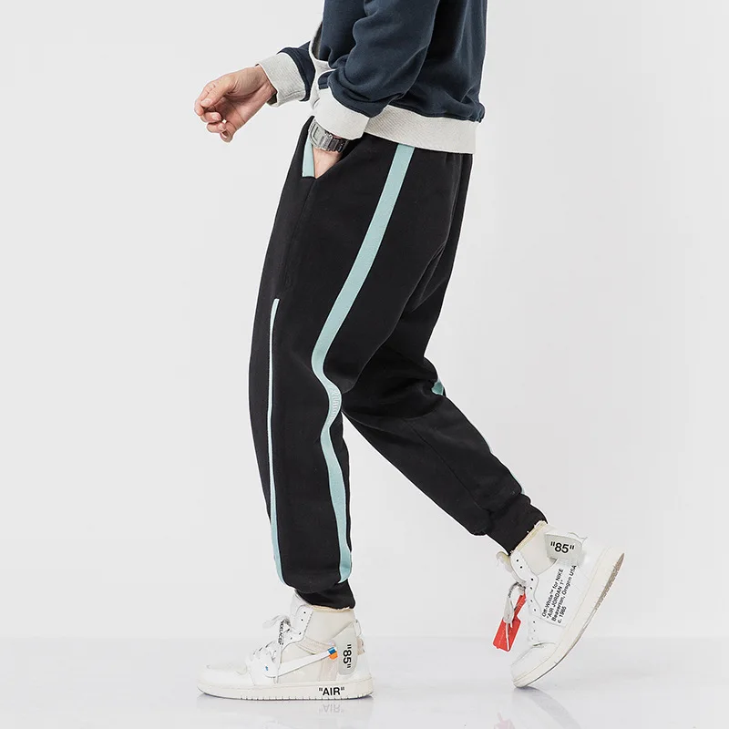 

Large Size Brushed And Thick Japanese-style Contrast Color Harem Pants Fitness Sports Sweatpants Large Size Trousers Casual Pant