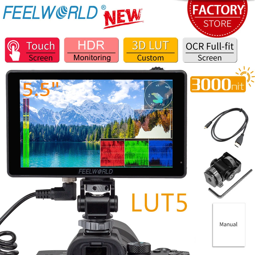 FEELWORLD LUT5 5.5 インチ 3,000nit カメラモニター neuroid.uprrp.edu
