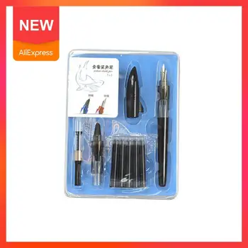 

New Jinhao Shark Fountain Pen Set Blue Ink Pen Creative Ink Gesture Positive Words Gift Pens Student For Writing Dedicated W7N0