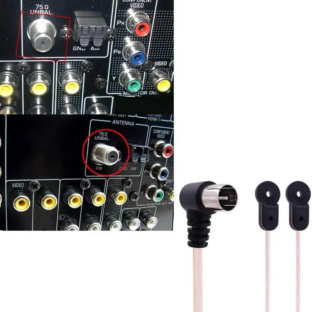 FM Radio Antenna 75 OFM Dipole Indoor T Antennas Copper HD Aerial Receiver Male Type F Connector For FM Radio Stations Indoor