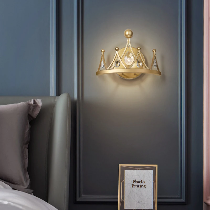 Nordic LED Корона настенный светильник золотой Современный хрустальный Бра Лампа для