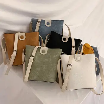 

PinShang Women PU Magnetic Buckle Bucket Single Shoulder Cross-Body Bag for Campus Shopping