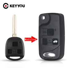 KEYYOU-Funda de mando a distancia para TOYOTA FJ/LAND CRUISE TOYOTA CAMRY 43, 3 botones, abatible, modificado