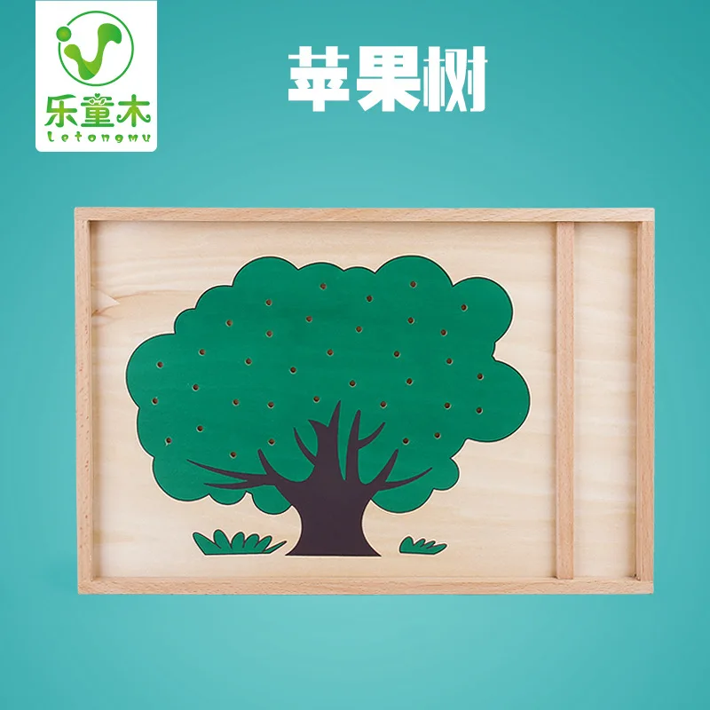 

Montessori Infants Teaching Aids Board Tray Apple Tree Intelligence Hand-Eye Coordination CHILDREN'S Toy Apple Tree