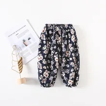 A mu hou/ г. Фланелевые свободные брюки с принтом для девочек новые осенние стильные бархатные штаны-шаровары для малышей