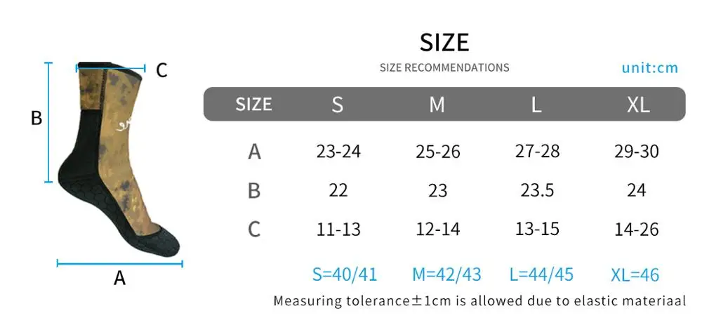 Ceny LayaTone skarpety nurkowe męskie 5mm kombinezon neoprenowy skarpety Surfing Snorkeling płetwy plażowe skarpety kamuflaż łowiectwo podwodne buty