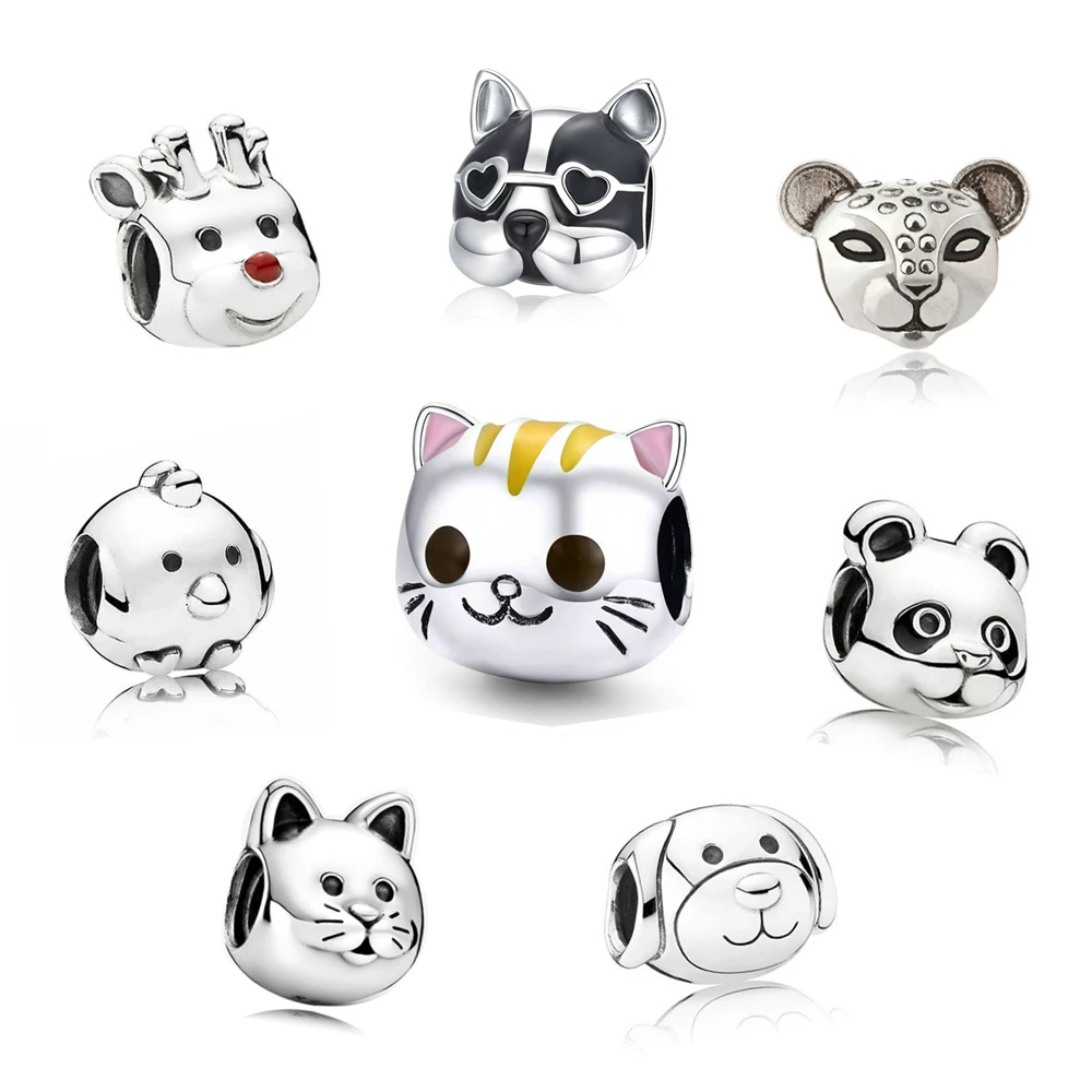 Animale Gatto Gattino Cane Cucciolo Pulcino Alce Lopard Ciondolo Fai Da Te Perline Fini Misura Originale Pandora Braccialetto Di Fascino Gioielli Da D