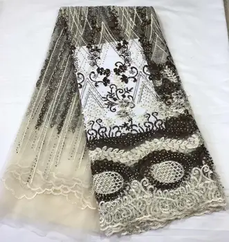 

2019 Black African Lace Fabric High Quality Guipure lace For Wedding Dress Cotton Lace With Stones Nigerian Lace Fabrics