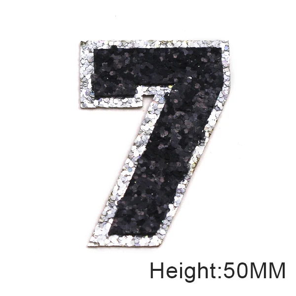 1Pcs Black Sequins Number Patches 0-9 Glitter Figure Iron On Patch For  Clothes Jeans Bags Hats Sliver Side Patches Appliqued