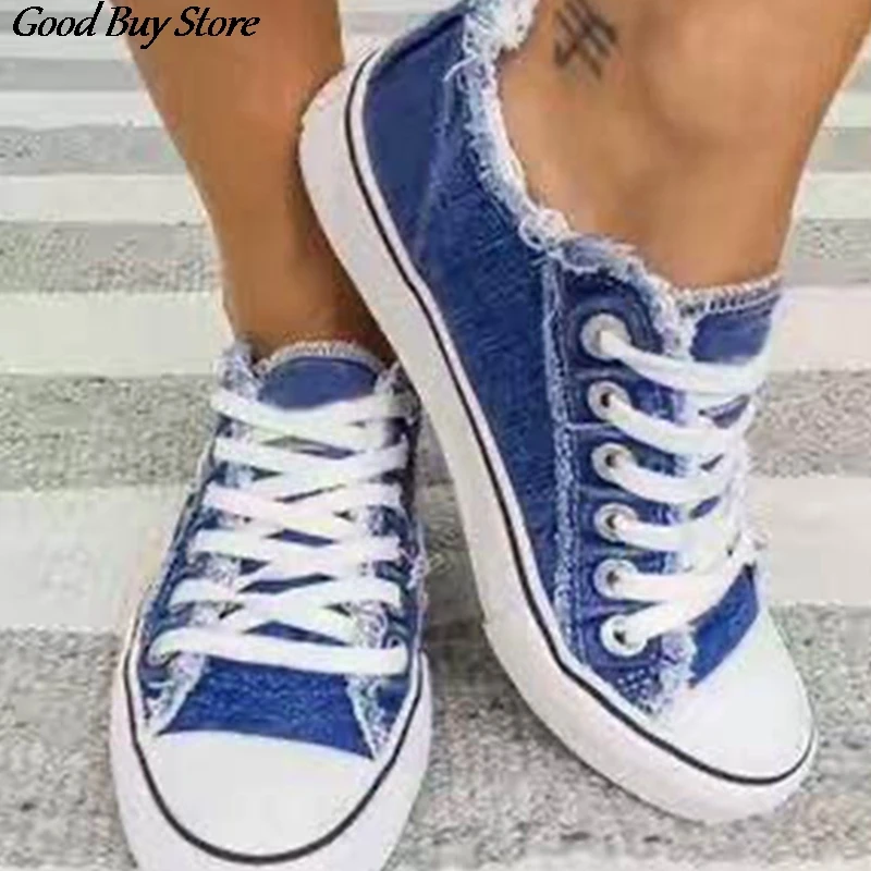 Jeans Shoes Women Casual Denim Shoes Street Style Flats Fashion Summer