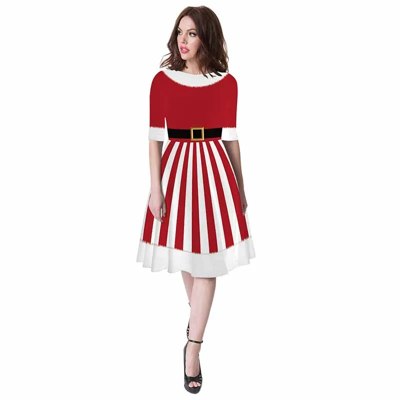 Зимние рождественские платья женские винтажные решетки Pinup элегантное вечернее