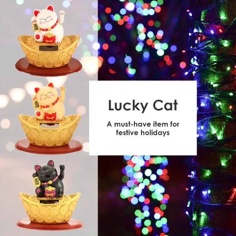 На солнечных батареях Maneki neko богатство трясущиеся руки счастливый кот манящий удачу милый кот для дома автомобиль Отель Ресторан Декор Ремесло