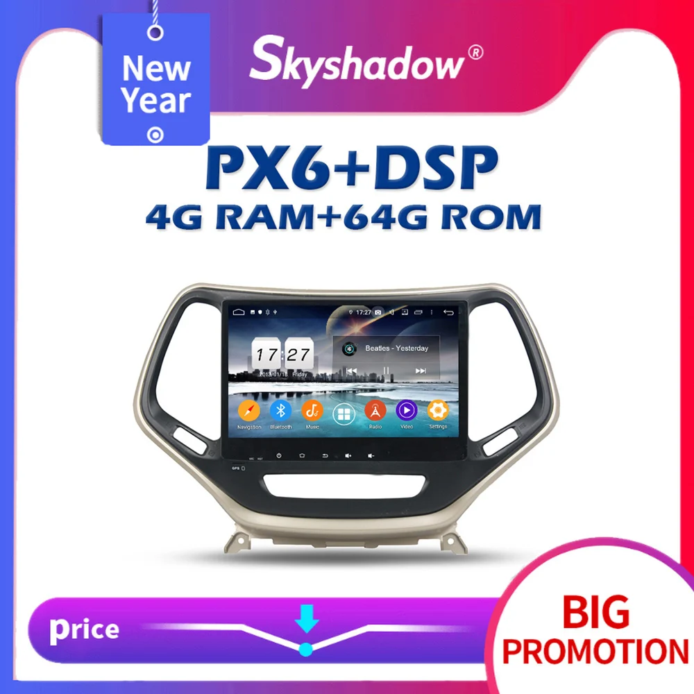 Автомобильный DVD-плеер PX6 DSP Android 10 0 4 Гб + 64 IPS GPS карта RDS радио Wifi Bluetooth 5 для Jeep Cherokee