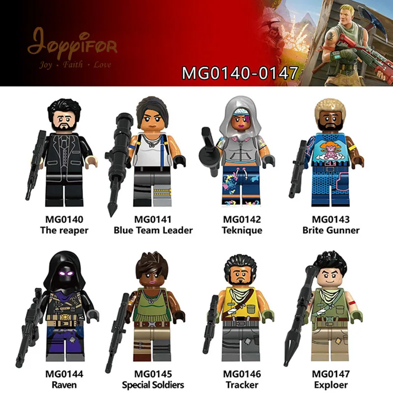 Hot Game Night Shooting Battle Skull Trooper Male Explorer Special Soldier Team Leader Mini Action Figures Building Blocks Toys