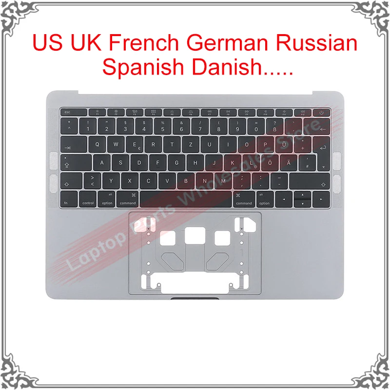 

Чехол серебристо-серый для Macbook Pro Retina 13 дюймов, Topcase с клавиатурой, американская, английская, французская, немецкая, русская, испанская, датская раскладка с подсветкой
