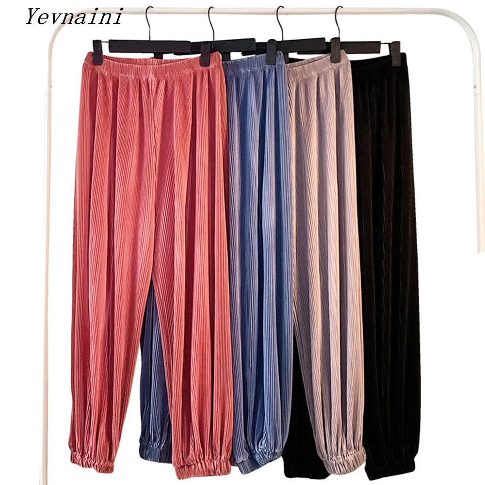 Летние женские шифоновые плиссированные шаровары с тонкой секцией Женские