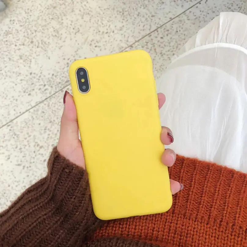 Силиконовый чехол ярких цветов для Iphone 11 Pro Xs Max X Xr 8 7 6s 6 Plus, Ультратонкий Мягкий чехол из ТПУ на заднюю панель, чехол для Iphone 5S, SE 5 S - Цвет: yellow