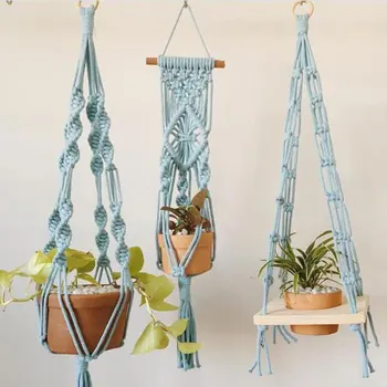 

Hang Rope Indoors Balcony Flower Pot String Flower Mesh Net Bohemia Linen Rope Hanging Plant Hanger Gardening Supplies