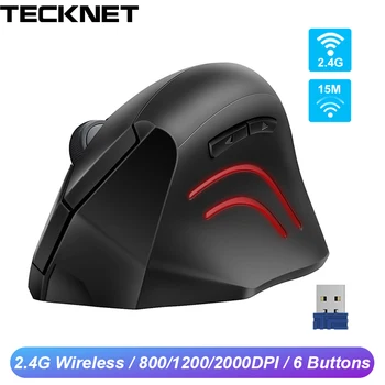 

TeckNet Vertical Gaming Wireless Mouse 800/1200/2000DPI 2.4G Ergonomic Optical Mouse Wrist Healing Vertical Mice For PC Laptop