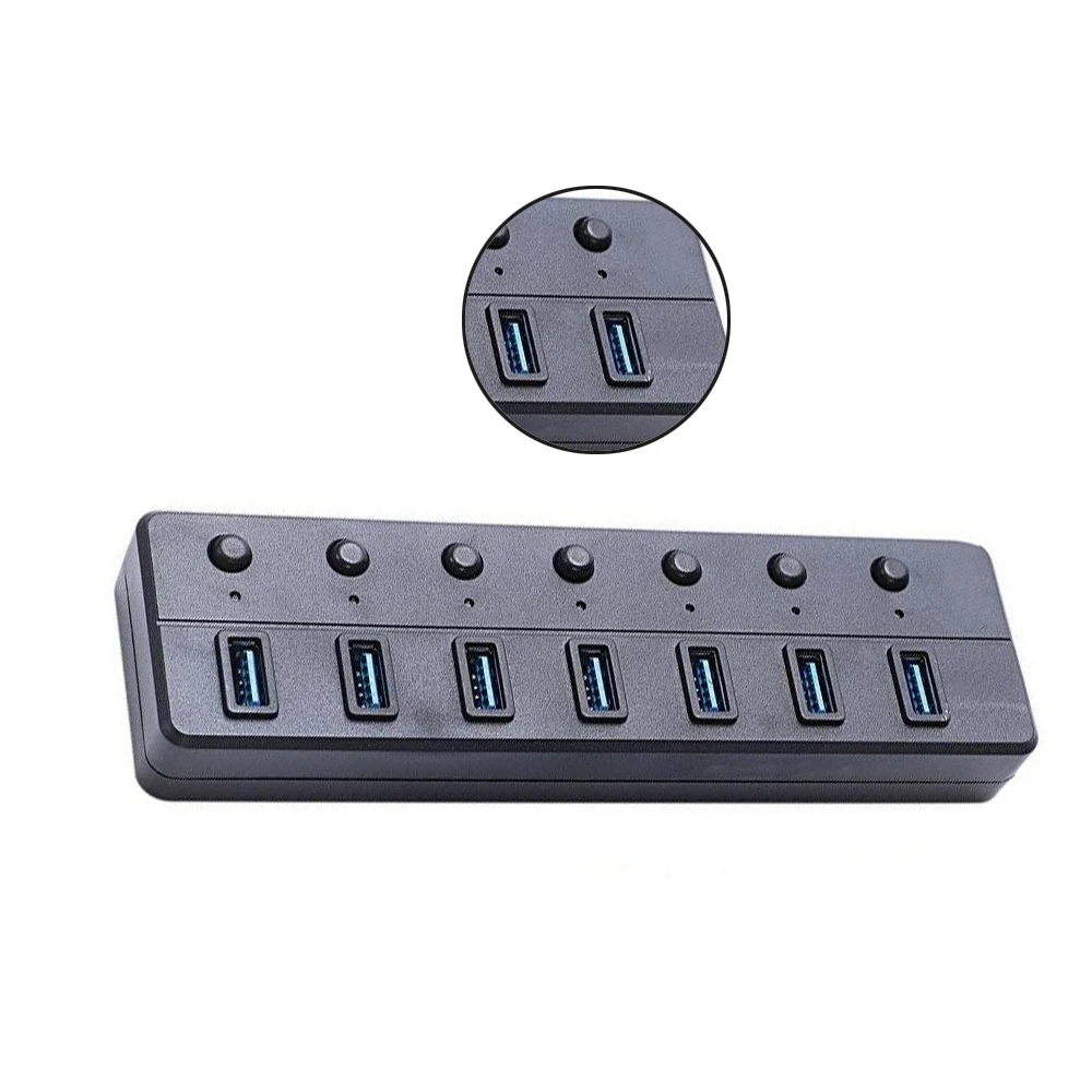 Горячая Распродажа USB 3,0 концентратор 7-Порты и разъёмы Портативный Алюминий для передачи информации и зарядки устройства Док-станция USB 3,0 кабель высокого Скорость 5 Гбит/с для ПК ноутбук Mac iMac MacBook Pro