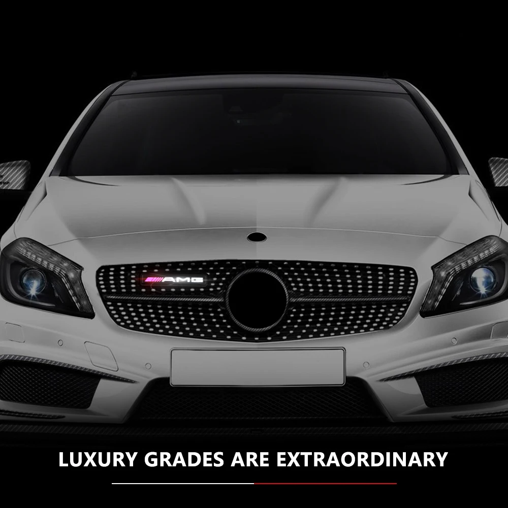 1pc Car Front Hood Grille Emblem Badge LED Decorative lights for Mercedes benz AMG w204 w203 w212 w211 w124 w214 Car accessories