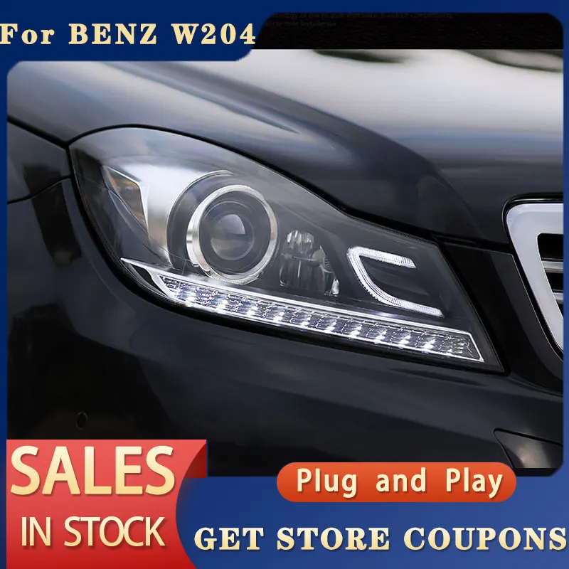 

For Car Benz W204 Head lights 2011-2014 DRL Day Running Light LED Bi Xenon Bulb Fog Light Car Accessory C180 C 200 C260 Head Lam