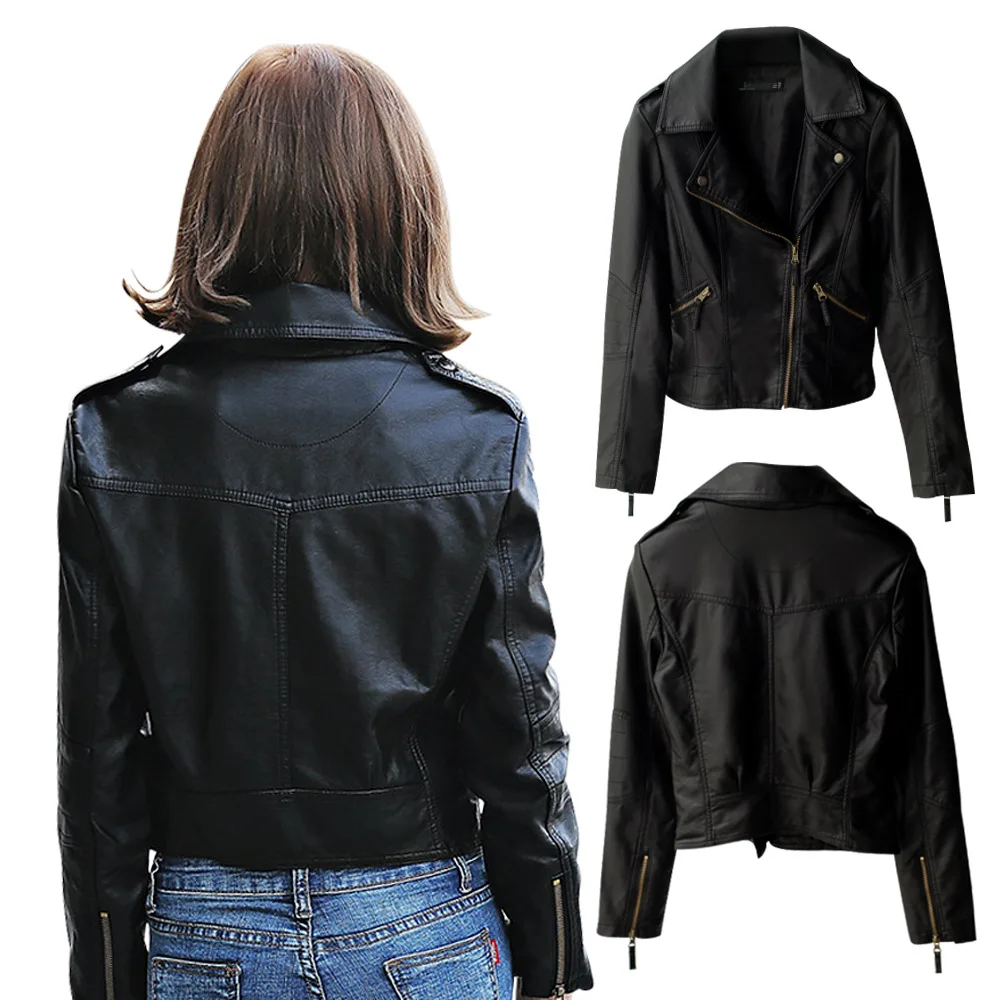 

2019 New Style Hot Sales Cool Fashion Trend Versatile Solid Color Leather Jacket Men And Women